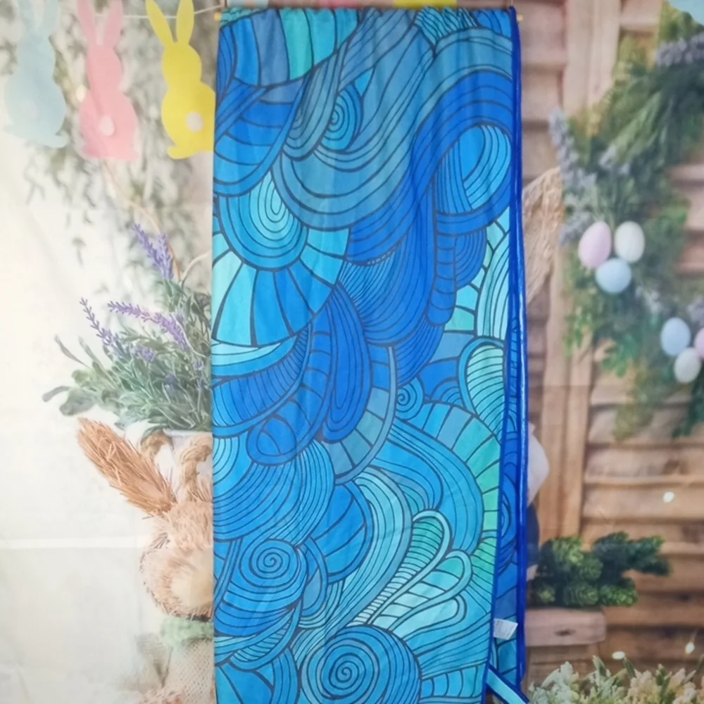 💩 Blue and Teal Abstract Stripe Beach Towel